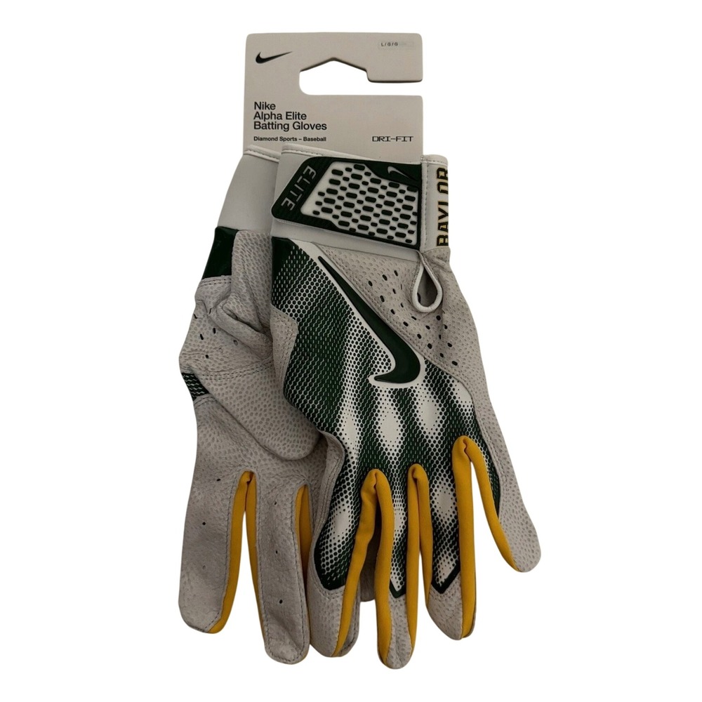 Nike Batting Gloves Men Large White New Alpha Elite Baylor Bears FB4146-131